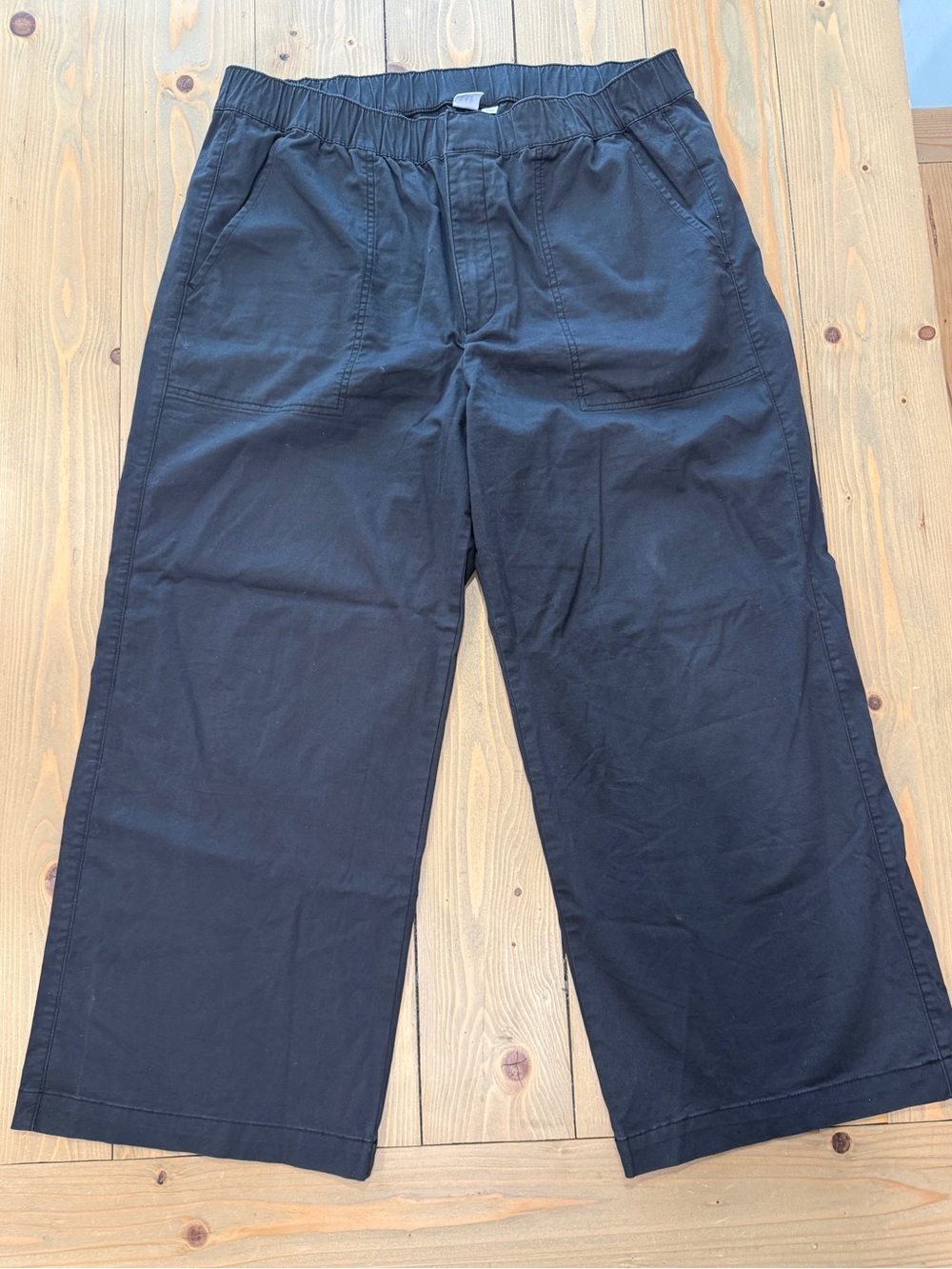 GAP Black Stretch Elastic Waist Wide Leg Pants